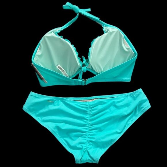 Victorias Secret Swim Capri Ruffle Bikini top Removable Push Up & Bottom 38C  XL - Picture 2 of 5